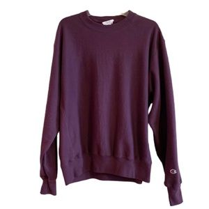 Champion Reverse Weave Sweatshirt Long Sleeve Pullover Fleece Sweater Purple